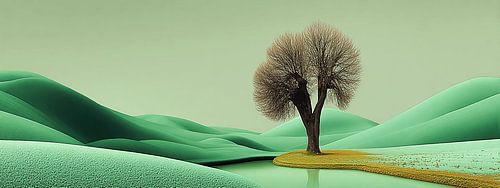 Silent horizon | minimalist landscape with a solitary tree