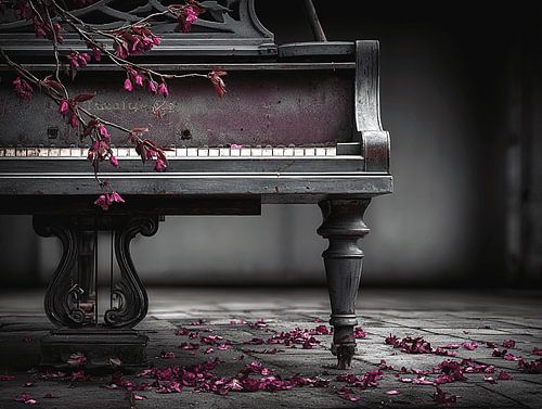 Abandoned Piano with Blossoms | Melancholic Beauty