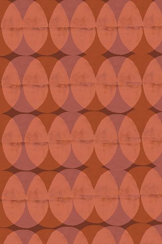 Retro geometrisch patroon. Cirkels in terracotta, lila en bruin.