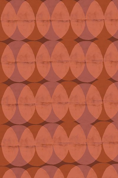 Retro geometrisch patroon. Cirkels in terracotta, lila en bruin. van Dina Dankers
