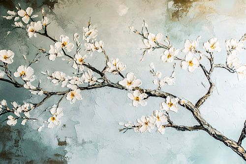 Fleur blanche sur fond bleu