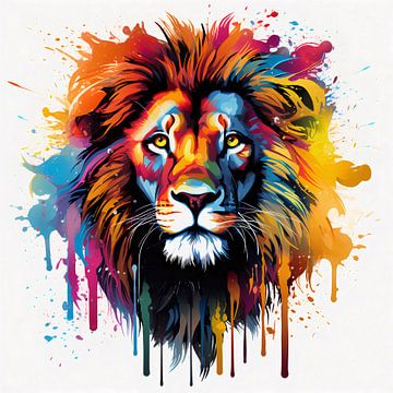 Bunter Pop-Art Löwe von ARTemberaubend