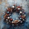 Couronne de Noël sur Peinture Abstraite