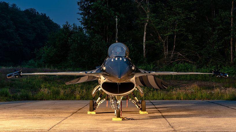Dark Falcon! This beautiful General Dynamics F-16 Fighting Falcon was the demo aircraft of the Belgi by Jaap van den Berg