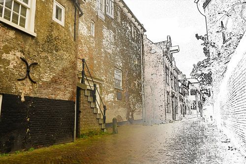 Fotoschets Straat in oude binnenstad