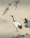 Japan crane at lake by Mad Dog Art thumbnail