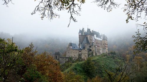 Eltz Castle on a misty morning in Wierschem Germany