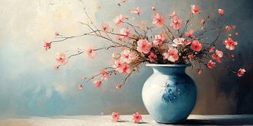 Sereniteit in Turquoise en Zachte Bloesems no.2 van Studio BB