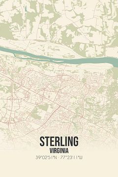 Vintage landkaart van Sterling (Virginia), USA. van MijnStadsPoster