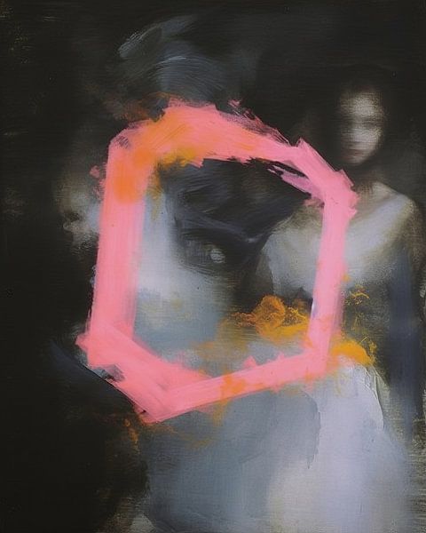 Abstraktes Porträt &quot;Ein Hauch von Neon&quot; von Carla Van Iersel