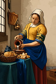 The Milkmaid – Dutch Master Cartoon