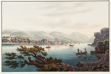 Gezicht op Boppart en het keizerlijk kasteel, Johann Ludwig Bleuler