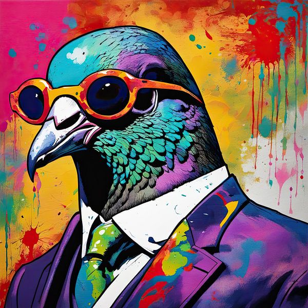 Pop Art Duif 02.98 van Blikvanger Schilderijen