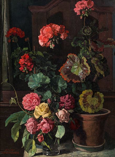 Josef Stoitzner, Still life with geraniums and roses by Atelier Liesjes