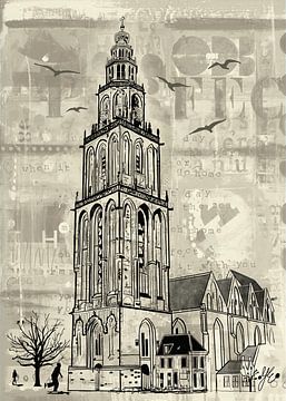 Martinitoren Groningen en de Martinikerk van Janet Edens