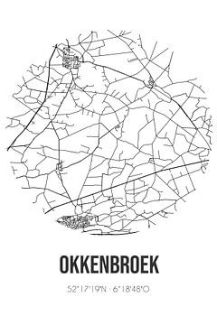 Okkenbroek (Overijssel) | Karte | Schwarz und Weiß von Rezona