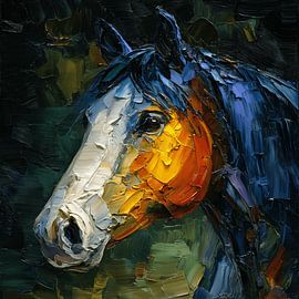 Expressive horse portrait in an abstract style by Prints of Place