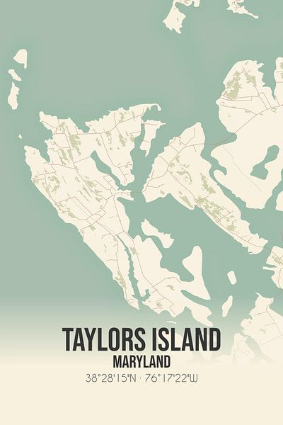 Alte Karte von Taylors Island (Maryland), USA. von Ortsdrucke