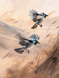 Twee vliegende vogeltjes van Artsy