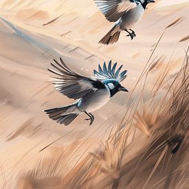 Zwei fliegende Vögel von Artsy