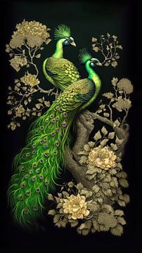 Peacocks Painting by Preet Lambon