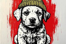 Dog with urban hat by Art & Soul Creations