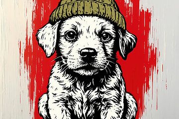 Dog with urban hat by Art & Soul Creations