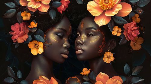 afrikaanse vrouw met bloemen