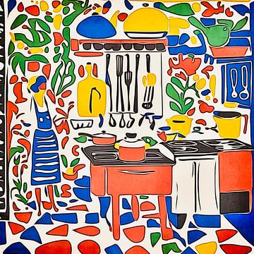 Een vrouw in de keuken-Matisse geïnspireerd van zam art