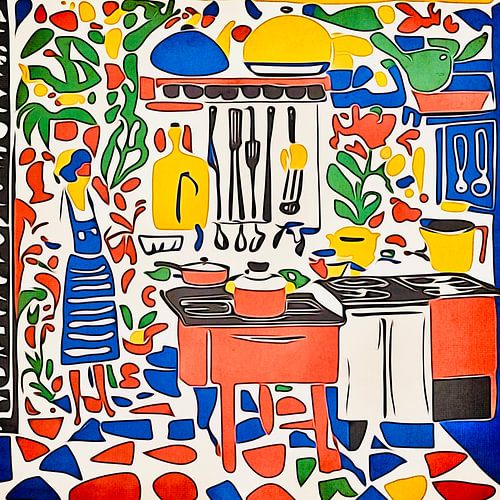 Een vrouw in de keuken-Matisse geïnspireerd