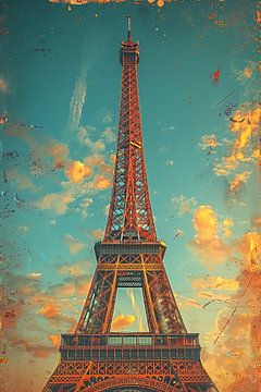 Vintage Sepia Eiffeltoren in Parijs van Art & Soul Creations