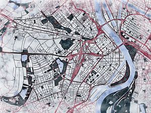 Karte von Ludwigshafen am Rhein im stil 'White winter'
