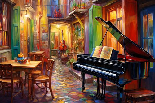 Piano en stoel in minimalistische stijl