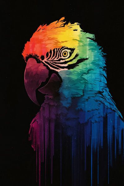 Regenbogenfarbener Papagei in abstrakter Kunst von Art & Soul Creations