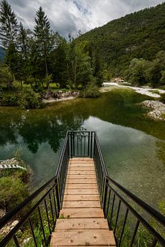 Skywalk footbridge over river in Slovenia by Robert Ruidl