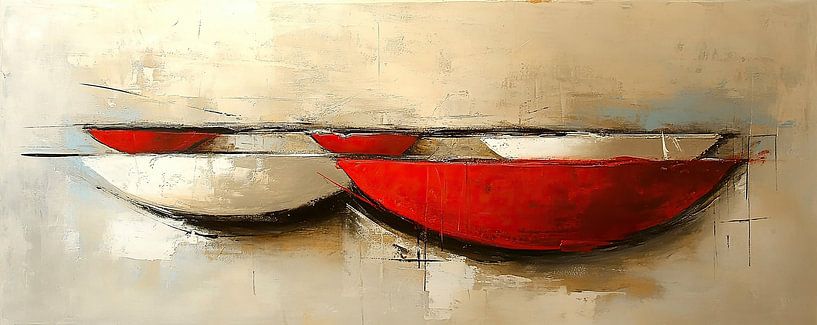 Boot Abstrakt | Stille Gewässer Rot von Zen und Mehr