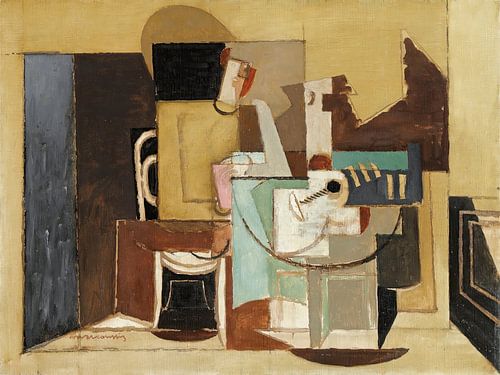 Louis Marcoussis - Charakter sitzt an einem runden Tisch