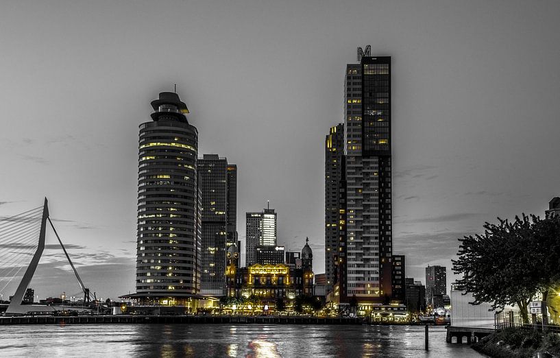 Hotel New York Rotterdam met skyline en Erasmusbrug RawBird Photo's Wouter Putter von Rawbird Photo's Wouter Putter