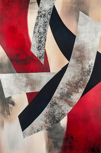 Abstracte compositie in rood en zwart