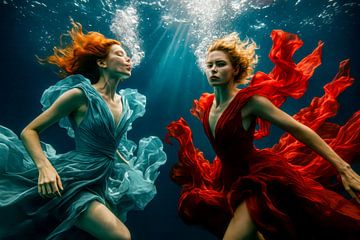 Confrontation of the elements - When water speaks to flames by Klaus Tesching - Art-AI