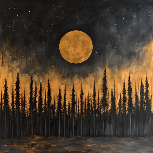 Bomen onder maanlicht