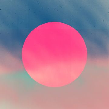 Neon kunst. Kleurrijk minimalistisch geometrisch abstract in roze, groen, blauw van Dina Dankers