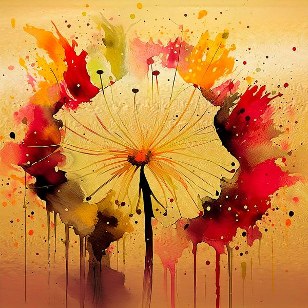 Abstract dandelion as watercolour by Studio Pieternel