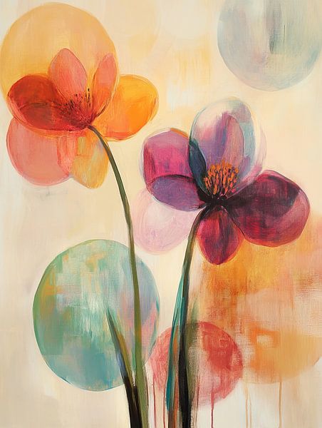 Rosa Orange | Fröhliche Blumen von Wunderbare Kunst