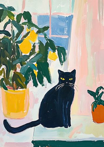 Kat zwart fauvisme geïnspireerd door Matisse