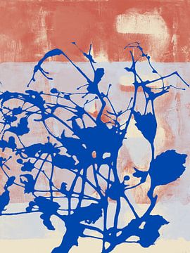 Cobalt blue flowers. Colorful abstract art in vivid colors by Dina Dankers