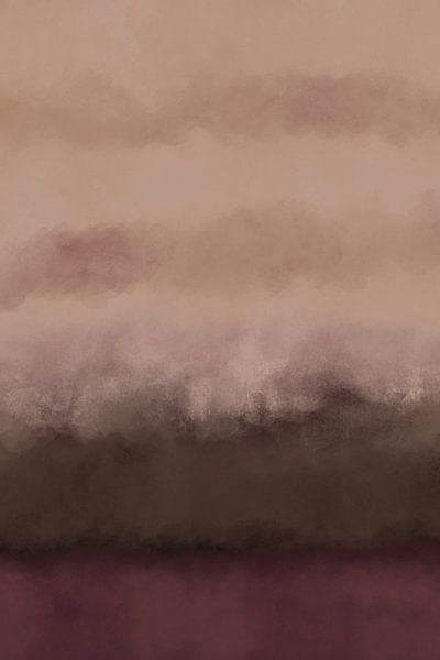 Abstract minimalistisch landschap in paars, bruin, zand. van Dina Dankers
