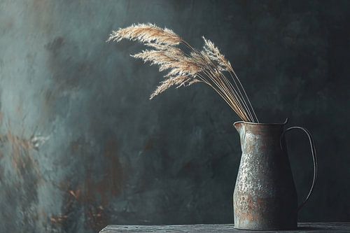 Rustieke vaas met droog gras