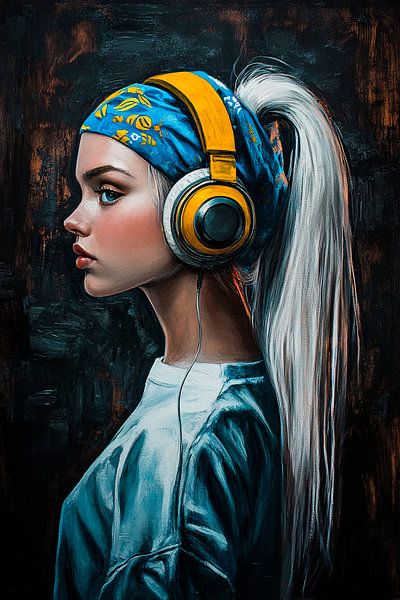 Portrait with retro headphones by Art & Soul Creations
