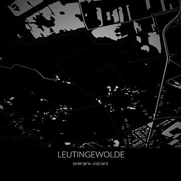 Zwart-witte landkaart van Leutingewolde, Drenthe. van Rezona